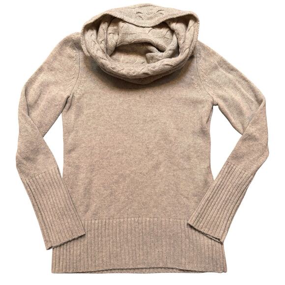 Banana Republic Cable Cowl Sweater Small Italian Yarn Cashmere Blend Light Gray - Picture 1 of 8